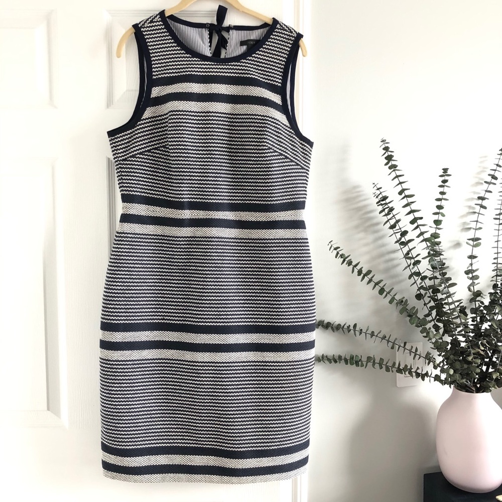 J. CREW Sheath Dress in Striped Navy